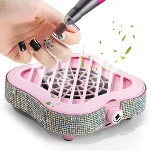 Nail Dust Collector, Powerful Vacuum Fan with Reusable Filter, for Acrylic Nails Polishing, Nail Salon&Home, Rhinestone White, Rhinestone Pink, White, Pink