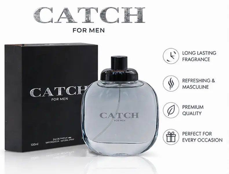 Catch Eau de Parfum for Men – 3.4 oz / 100 ml Long Lasting Fresh Woody ...