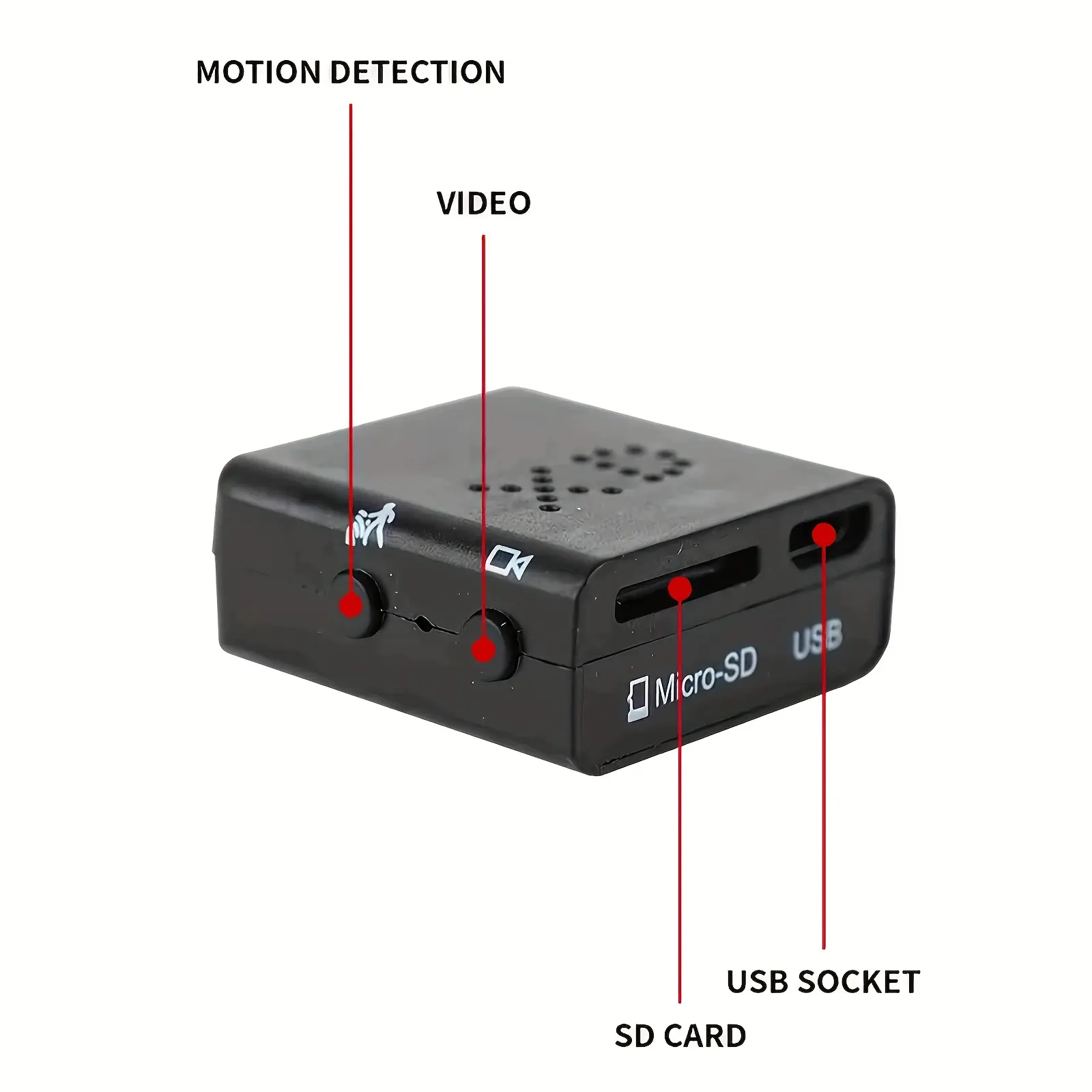 Mini Portable 1080p HD Video Recorder Camcorder - ABS Material, Built-in Rechargeable Battery, USB Charging, Up to 36V Operating Voltage, 0 Fill Lights, No Cloud/Storage Capacity, for Home Security Nanny Monitoring
