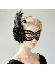 Feather masquerade mask half-face carnival eye cover face veil mystery Halloween prop