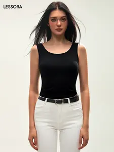 LESSORA Women's Open Back Crop Top Lightweight Summer Style