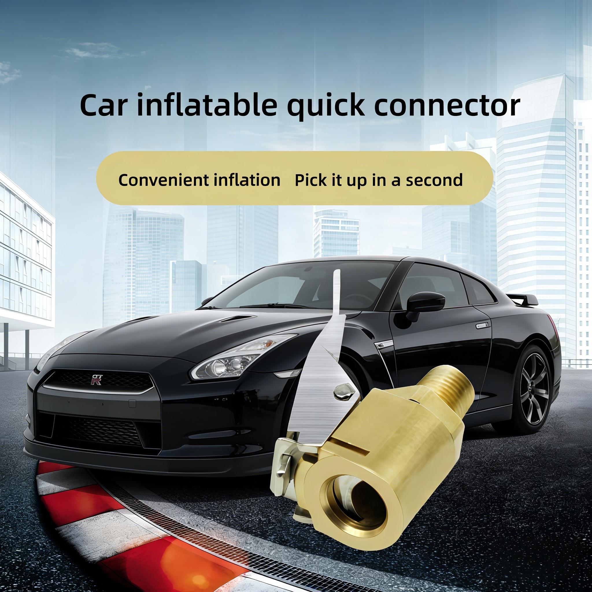 Tire Inflation Quick Connector Solid Brass Air Chuck Nozzle Adapter No Air Leakage One-Click Locking Design Universal Car Motorcycle Bike Tire Inflator Pump Adapter Must-Have Auto Repair Tool