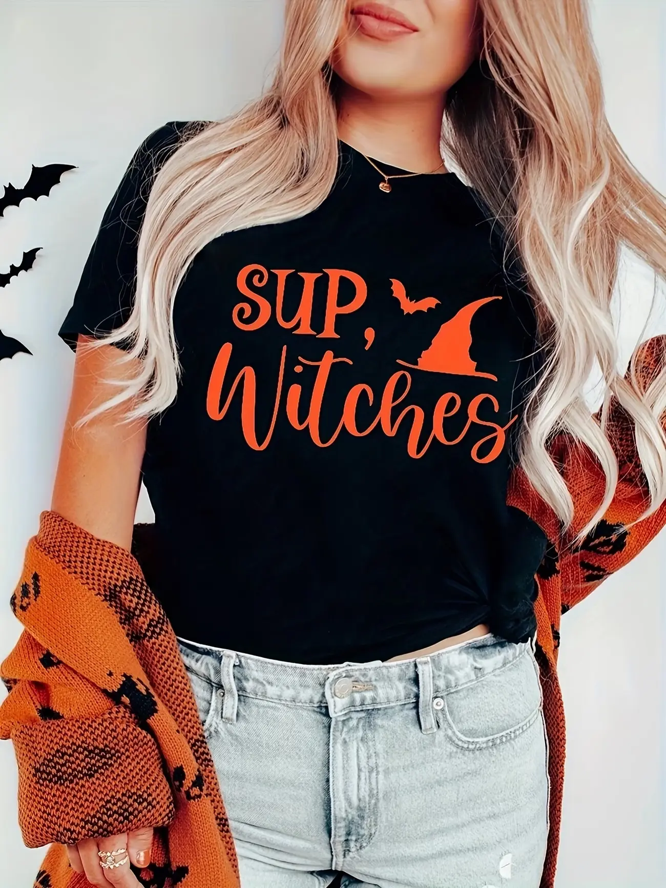 Women's 100% Cotton Halloween T-Shirt - "Buckle Up Buttercup You Just Flipped My Witch Switch" Graphic Tee with Witch Hat Design, Casual Round Neck Fall & Halloween Party Top, Machine Washable, Halloween Clothes