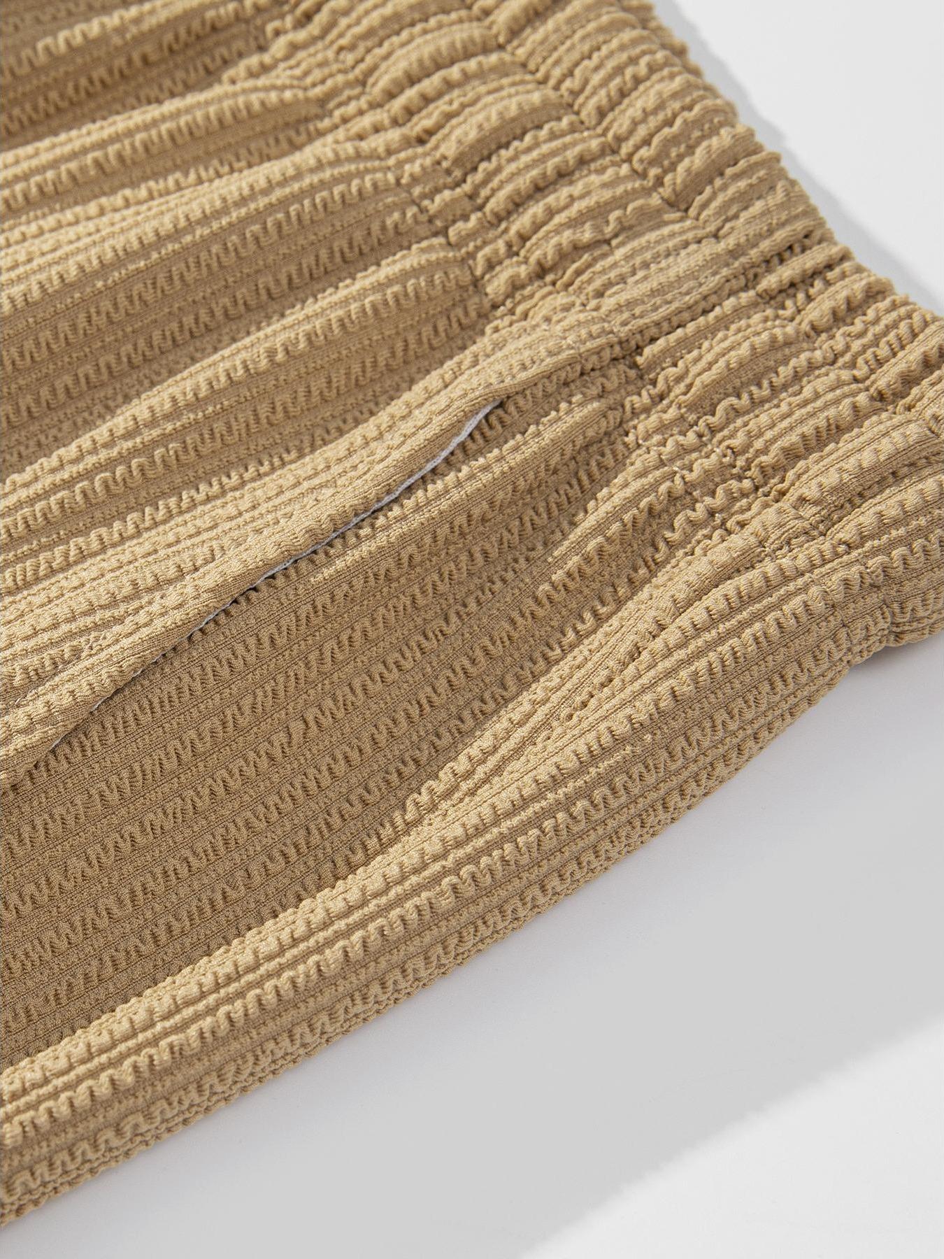 Rib-Knit Texture Co-Ord Set Mens Premium Breathable 2 Piece Outfit with Vertical Rib Weave Detail and Drawstring Elastic Waist Shorts for Casual Daily Wear and Lounge Sessions