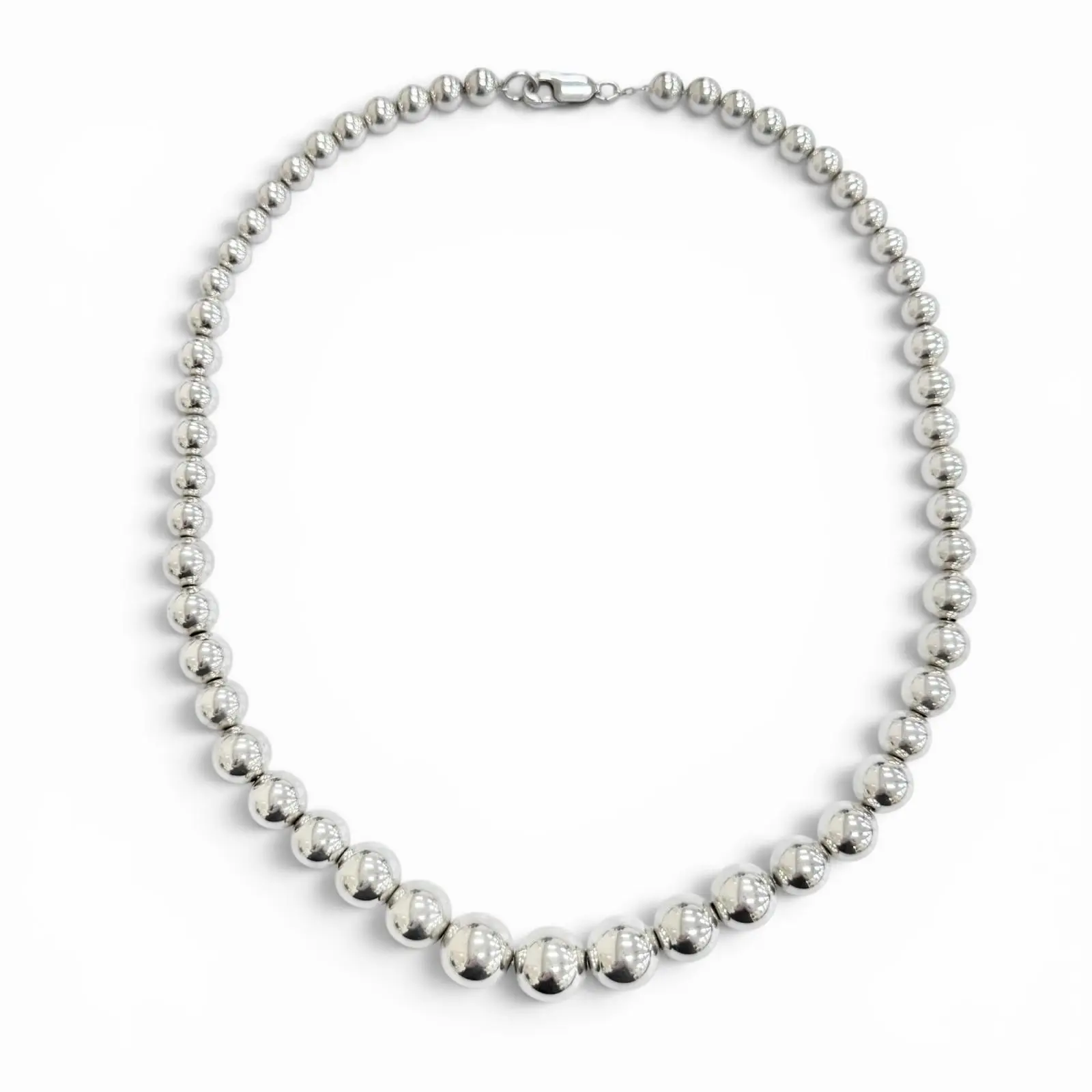 Pre-owned Tiffany & Co. Sterling Silver 925 (Ag925) Small Leather Goods Silver Bead Necklace
