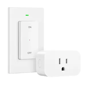 Remote Control Outlet Wireless Wall Mounted Light Switch, Plug-in On Off Power Switch for Lamp, Fan and Household Appliances, No Wiring Needed, 100 Feet RF Range and Programmable Control