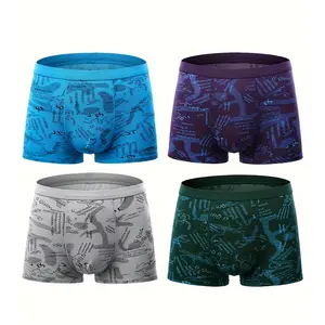 Men's Athletic Modal Trunks Underwear, Breathable Microfiber Mens Trunks, 4 Pack Multicolor Daily Wear Clothes