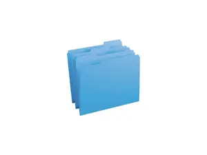 Smead 12034 File Folders, 1/3 Cut, Reinforced Top Tab, Letter, Blue, 100/Box
