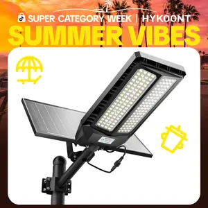 HYKOONT TW16 PRO MAX Dual Solar Sanels Solar Lights Outdoor - 6500K Daylight, Large Lamp Beads, Optical Convex Lens, Solar Street Lights Outdoor with Motion Sensor and Remote Control, Dusk to Dawn for Yard