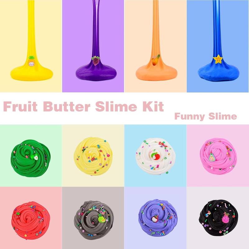 54 Mini Butter Slimes Fruit Slime Kit Non-Sticky Super Soft for Girls Boys 10-12 Birthday Gift DIY Putty Toy Kids Party Favors