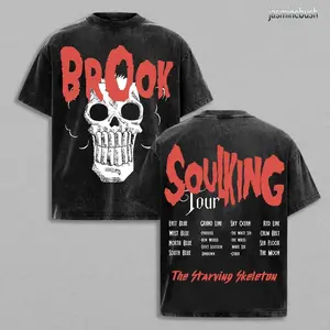 Brook "SoulKing Tour" Washed Oversized Tee – Double-Sided Print One Piece Shirt | Vintage Streetwear Unisex T-Shirt | Heavyweight Cotton Anime Manga Tee | Gift for Anime Fans 77W
