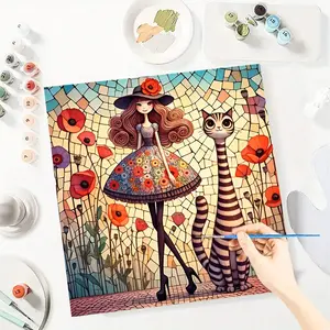 Cartoon Paint by Numbers for Adult,Paint by Number Kit for Beginners,DIY Acrylic Paint Canvas Painting Kits Art ,Home Wall Decor Gift for Her, 20x20 inch(Without Frame)