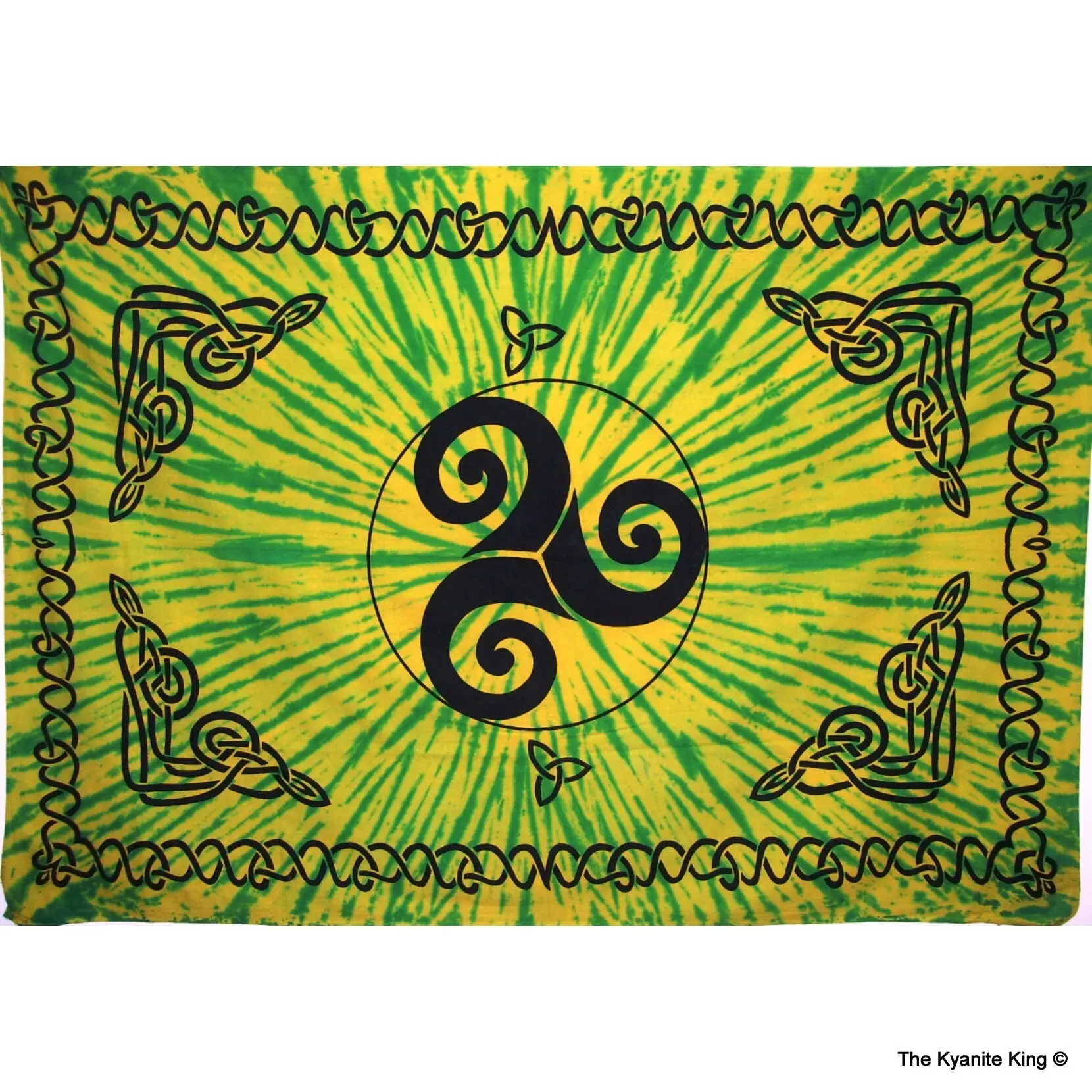 Tie Dye Celtic Trinity Spiral Tapestry -Green
