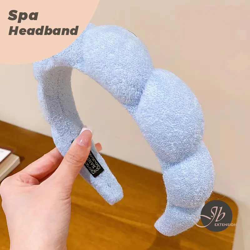JBextension Spa headband 2 Pcs for women-girls, Makeup sponge headband, Non slip face wash, skincare-Padded soft thick terry cloth hair band accessory 2 Pcs