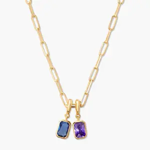 Mackenzie Two Birthstone Necklace in Gold & Silver