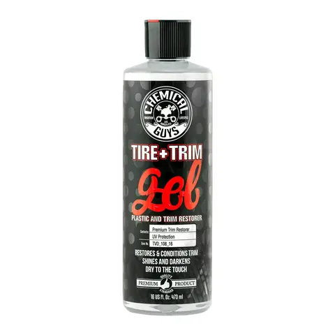 Chemical Guys Oil-Based Tire & Trim Detailing Gel - Automotive Tire Restorer Protectant for Cars/Motorcycles, Easy-to-Apply, Deep Penetration, Glossy Black Shine, UV Protection, Waterproofing for Faded Surfaces, Mirrors, Plastic, Rubber, Fender Flares