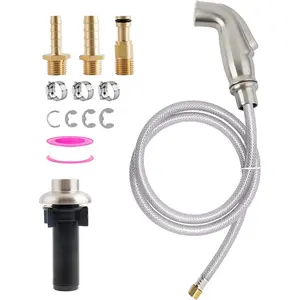 Universal Kitchen Sink Side Sprayer with Quick Side Connector Compatible with Moen Faucet Sprayer Replacement, Kitchen Sink Faucet Sprayer Attachment with Water Hose/Holder, Brushed Nickel Finish