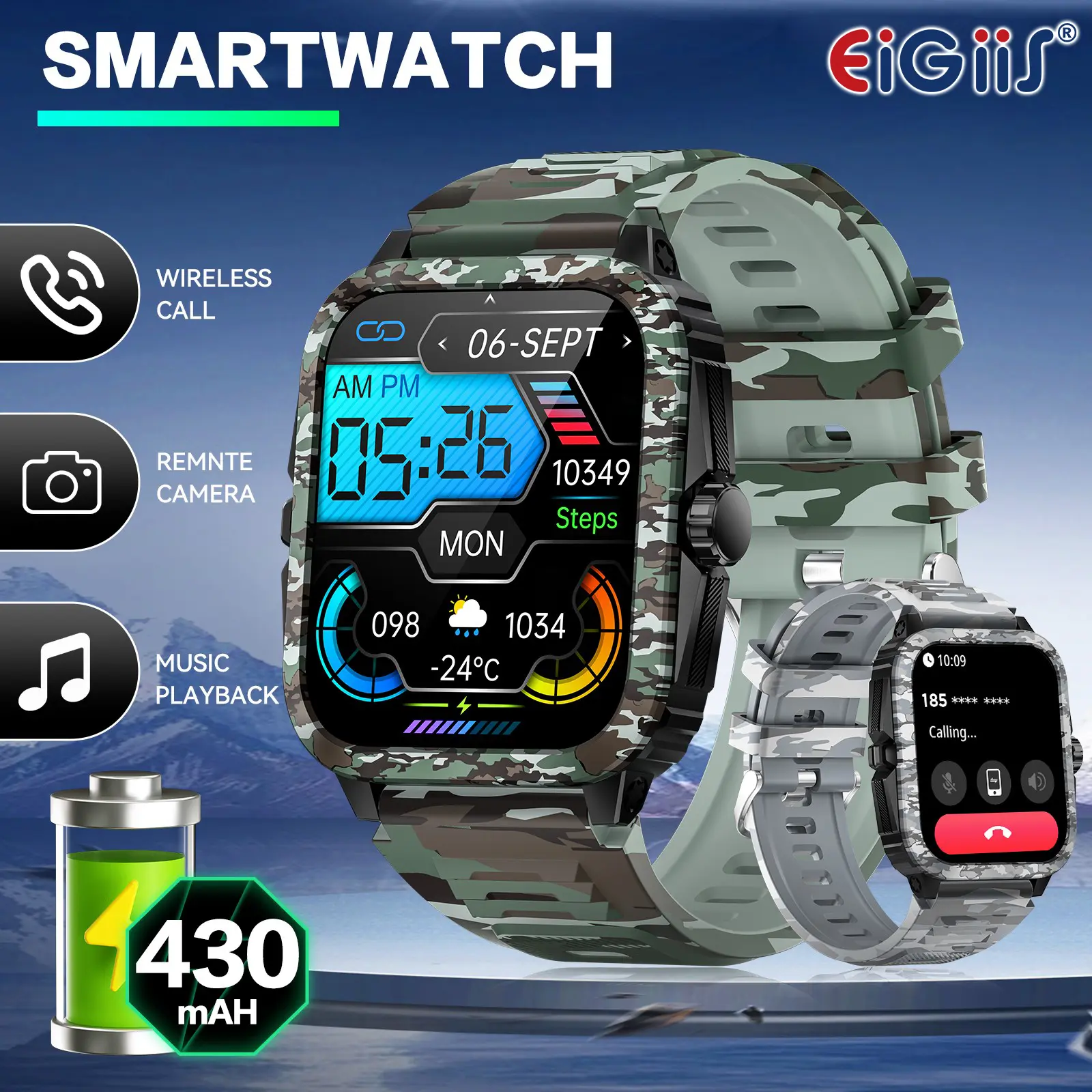 Multifunctional Smart Watch for Men with 1.96'' Large Screen, IP68 Waterproof Sport Watch (Answer/Make Call), Fitness Tracker with 100+ Sports Modes & Pedometer, Rugged Smartwatch Gift for Men Android iOS