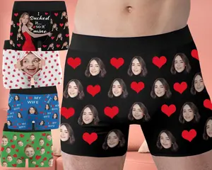 Personalized Face Boxers, Custom Underwear for Him, Photo Anniversary Gift