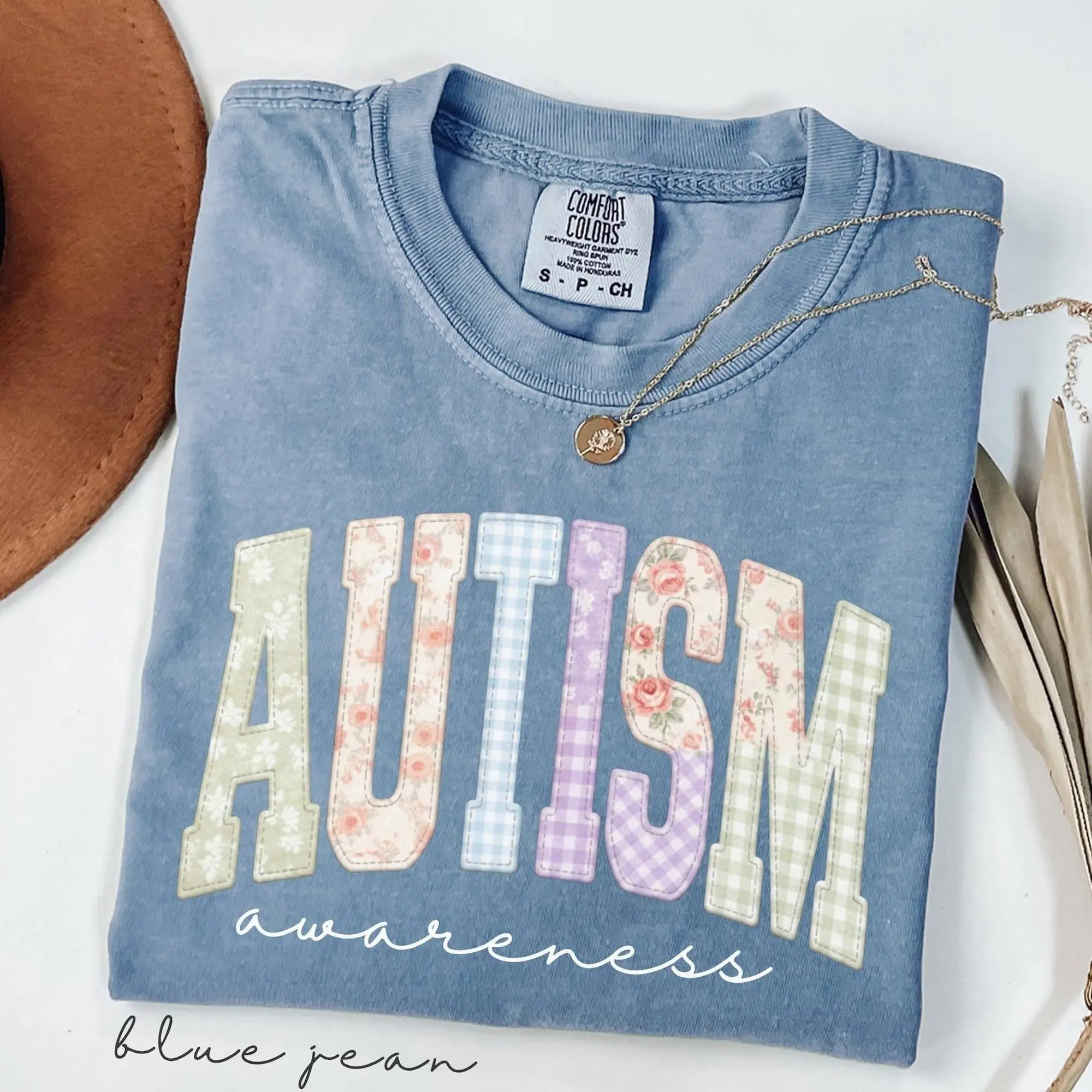 Autism Awareness Shirt Faux Patchwork, Comfort Colors Tee, Neurodiversity Inclusion Shirt, SPED Teacher Gift, Autism Mama T-shirt, Retro