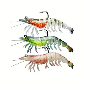 3-Piece Realistic Shrimp Lure Set - Durable Artificial Bait for Freshwater & Saltwater Fishing/J4