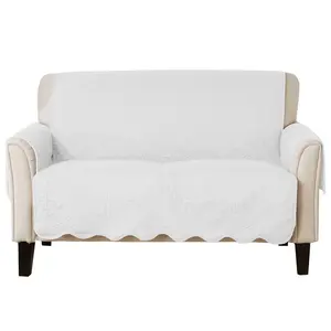 Reversible Quilted Sofa Furniture Protector - Great Bay Home(Loveseat, White/Sand)
