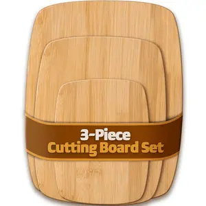 Bamboo 3-Piece Cutting Board Set - Reversible Kitchen Chopping & Serving Boards with Handles - Durable, Eco-Friendly & Knife-Friendly Kitchen Essential