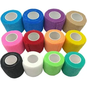 Pack of Athletic Tape for Sports,Wrist,Ankle Self Adherent Cohesive Wrap Bandages 2 Inches X 5 Yards, First Aid Tape, Elastic Self Adhesive Tape (12PCS)