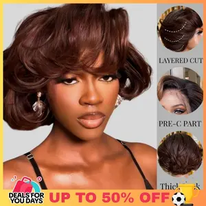 QTHAIR French Style Bob Wig Blow Out Short Bob Wig Pixie Cut Layered Cut Human Hair Wig 13x4 HD Transparent Lace Wig 250% Density Pre-C part Special Styled Wear Go Wig With Special Drawstring Wig #SummerWins #DealsForYouDays