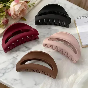 Oversize Matte Soft Silicone Hair Claw Clips Set (4PCS), Casual Plain Non-Slip Half-Moon Jaw Clips for Thick Locks, 4 Neutral Colors, Minimalist Female Hair Accessories Gift