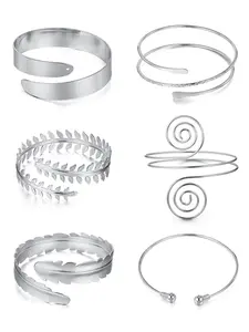 Simple Mixed Geometric Design Arm Cuff Bangle, Mixed Texture Cuff, 2025 New Style Fashionable Arm Cuff for Women & Men, Trendy All-match & Exquisite Jewelry for Birthday Gift, Stainless Steel Bracelet