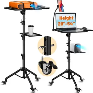 Projector Tripod Stand with Casters: Projector Stand 28-54in Height Adjustable Multifunctional Universal Laptop Stand DJ Rack Stand with Adjustable Height for Meeting Room DJ Equipment