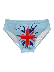 Fashion Men's National Flag Element Swimwear Beige Flag Print Triangle Swim Shorts Lightweight Quick Dry Drawstring Design Triangle Swim Trunks Athletic Competition Training Swim Trunks Sexy Beach Bikini Triangle Swim Trunks Surf Pool Spa Gift for Men