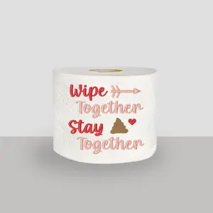 Funny Embroidered Toilet Paper "Wipe Together Stay Together" Couples Gag Gift Bathroom Decor for Anniversary or Valentine's Day Joke