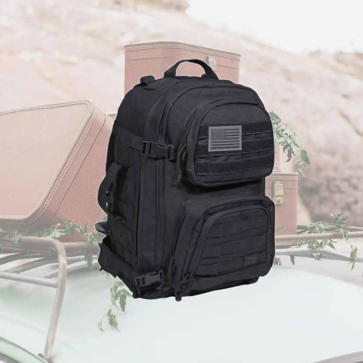 212 MAIN Durable Molle Backpack - 17 in. Polyester Anti-Theft Tactical Laptop  Backpack, Black, Military Style, Double-Stitched, USB Charging Port, Zip  Closure - TikTok Shop