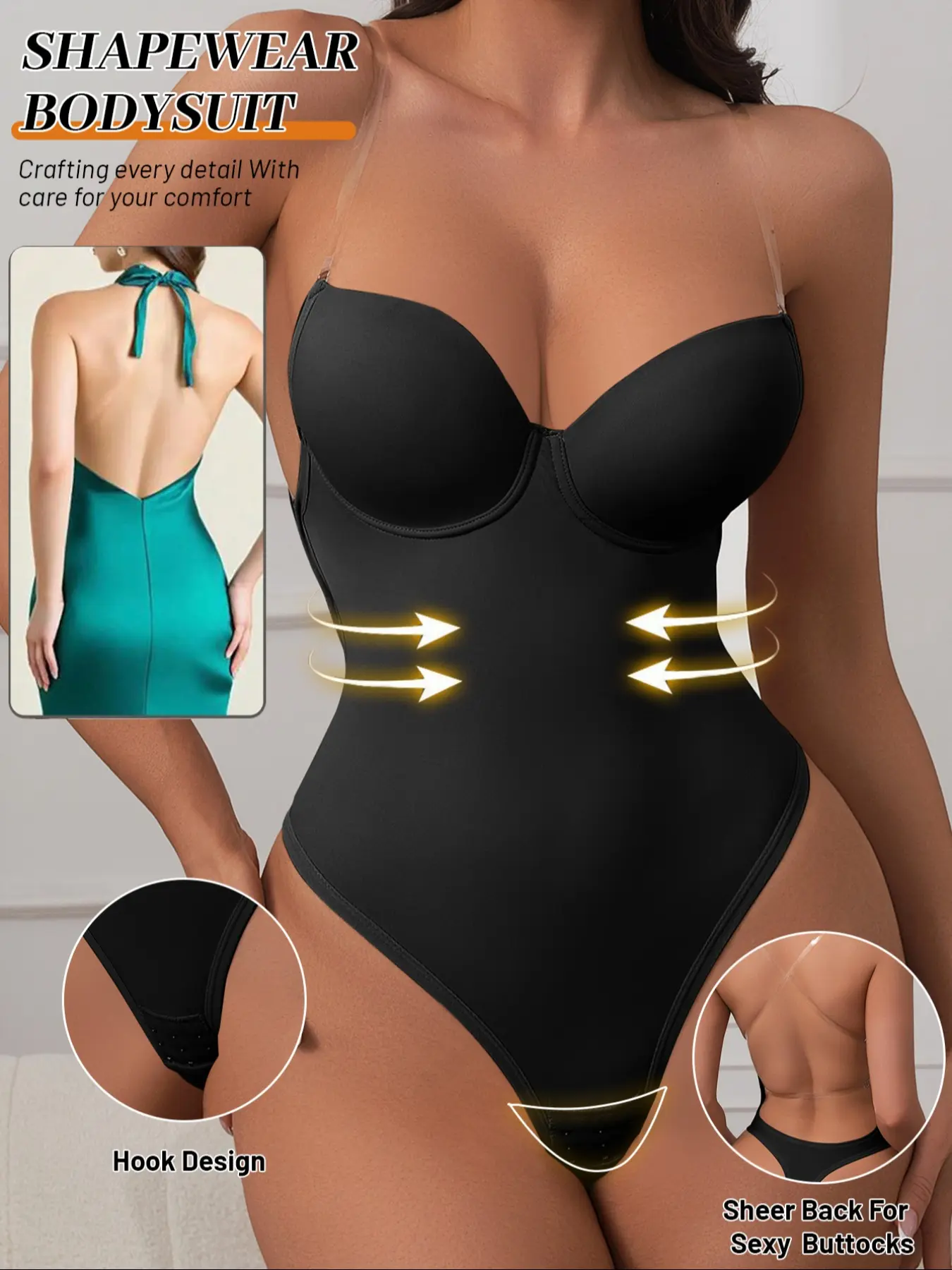 Wedding/date night savior shapewear bodysuit, Seamless body shaper, waist cinching, butt lifting, open-back design. Hook closure for fit, no bulges under bodycon dresses, seamless and invisible under any clothing - TikTok Shop Wedding/date night savior shapewear bodysuit, Seamless body shaper, waist cinching, butt lifting, open-back design. Hook closure for fit, no bulges under bodycon dresses, seamless and invisible under any clothing - TikTok Shop