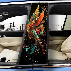 2Pc Colorful Hummingbird Art Illustrator Vinyl Car Patch - Simple peel and paste B-pillar protection, durable and age-resistant, perfect for personalizing your vehicle, car protection | Bold visual effects | Peelable stickers, car Sticker For Cars