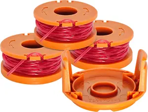 WA0010 Trimmer Line Spool 0.065",10FT with WA6531 Cap for Worx WG163, WG175, WG180 String Spools and Cap Replacement Grass Trimming, Edging  (3 Spools+1 Cap)