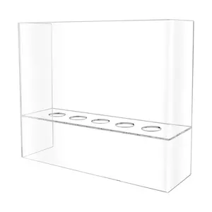 Ice Cream Cone Holder 5 Slot Clear Acrylic Countertop Dessert Display with Sneeze Guard No Assembly Required for Restaurants Catered Events and Buffets by 321 Plastics