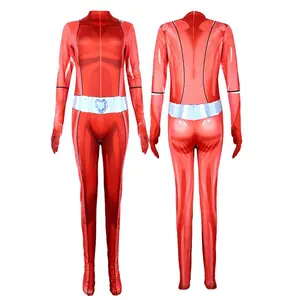 Halloween Printed Samantha Simpson Alexandra Costume Totally Spies Cosplay Bodysuit for Adults Kids Anime Clover Ewing Jumpsuits