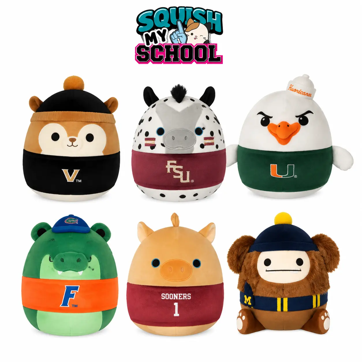 Squish My School 12-Inch College Mascot Plush – University Spirit Squishmallows Soft Stuffed Animal, Game Day Fan Gift