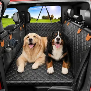 REEVAA Back Seat Extender for Dogs, Hard Bottom Dog Car Seat Cover Creates a Stable Bed, Waterproof Hammock with Thick Cushion & Mesh Window, Fits SUVs and Crew Cab Trucks, Father's Day Gift, Summer Sale, Dealsforyoudays