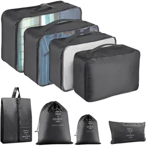 8 Pieces Packing Cubes for Travel, Luggage Packing Organizers Bags Set, Travel Essentials Suitcases Accessories with Laundry Bag, Storage Shoe Bag, Clothing Underwear Bag