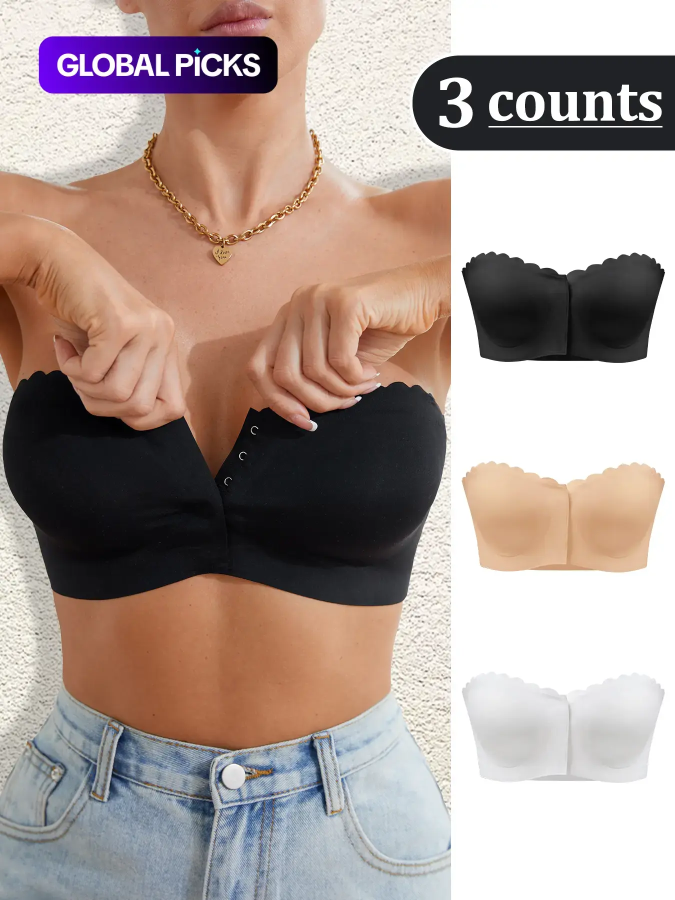 Women's No Underwire Strapless Bra, Fashion Casual Comfortable Breathable Wireless Padded Bra, Women's Lingerie for All Seasons