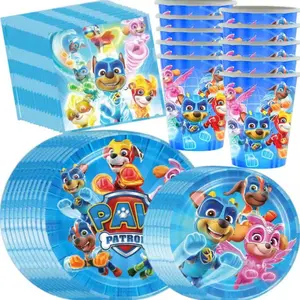 Paw Patrol Theme Birthday Decoration Children's Tableware Paper Plate Cup Napkins Canine Chase Baby Shower Party Supplies Boys