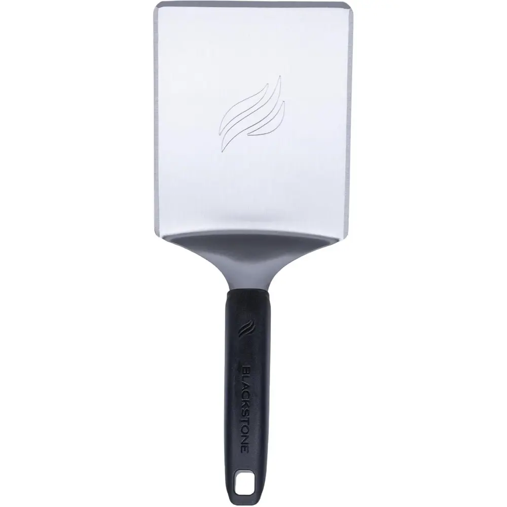 Heavy-Duty Metal Hamburger Spatula with Plastic Handle, Large Food-Grade Stainless Steel Blade, Flat Top Griddle Utensil for Home Kitchen, Meat Flipper and Grill Scraper