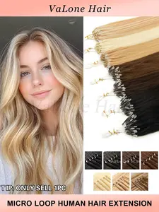 50 Strands Micro Loop Hair Extensions, Real Human Hair, Smooth and Super Soft, Silky Straight, Micro Bead, for Women