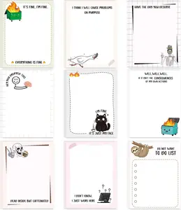 Funny Sticky Notes Gifts - 9 Pack Fun Everything Is Fine Memo Pads Work Gifts for Work 3X4 Inch, Sarcastic Self-Stick Notepads Office Study Supplies for Coworkers (450 Sheets) Lovarywow