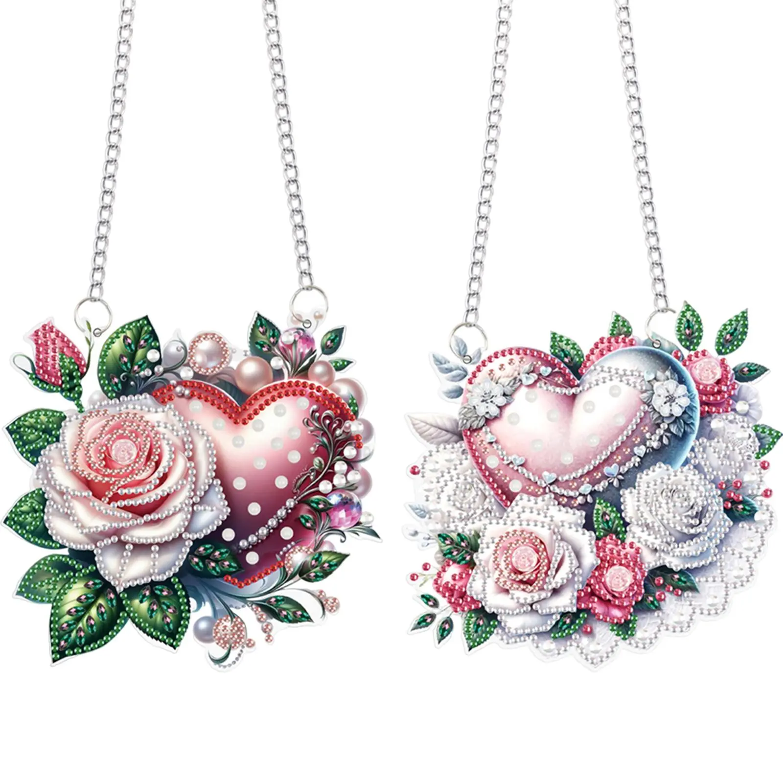 2Pcs 2D/Flat DIY Special Shape Hanging Diamond Art Kits Diamond Painting Set Rhinestone Diamond Art Window Pendants Diamond Art Pendant Window Hanging Art for Home Decor