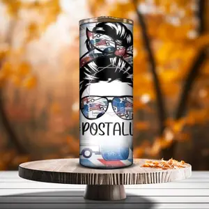 Postal Life Stainless Steel tumbler with Straw Drinkware Metal